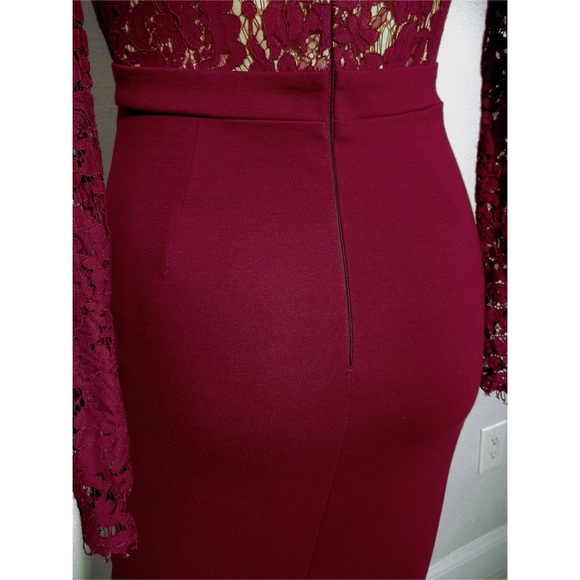 Lulu's Burgundy Long Sleeve Lace Dress Small NWOT! - Picture 6 of 15